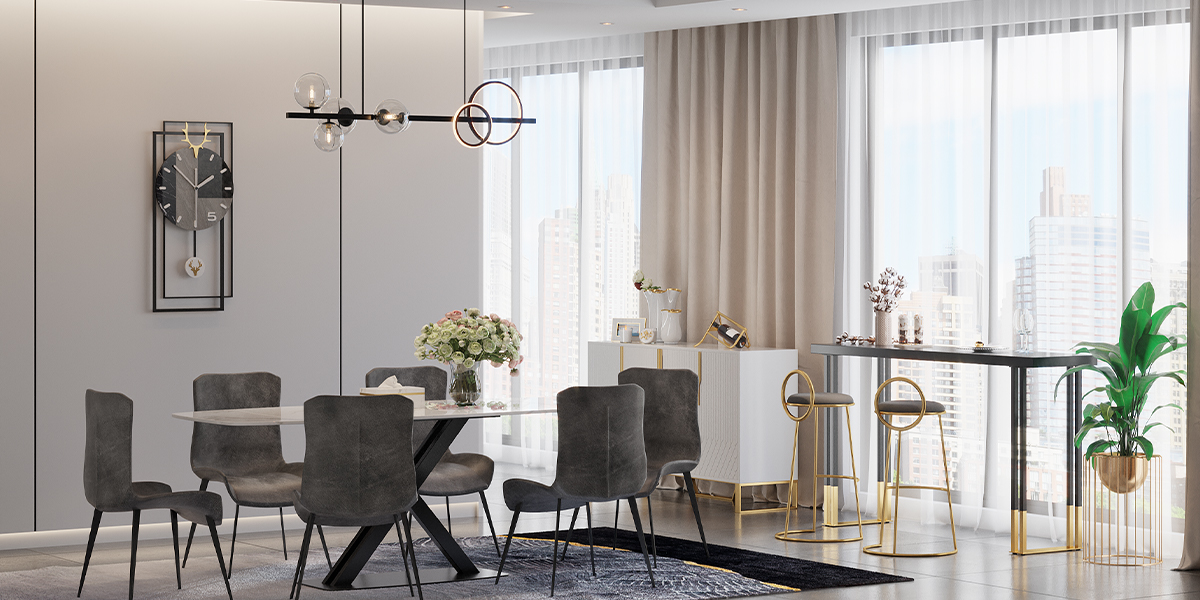 HMR 71" Modern Extendable Dining Table for 4-6 People - White, Sintered Stone
