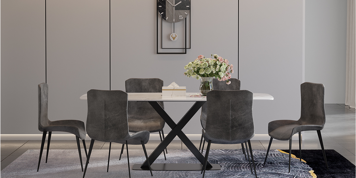 HMR 71" Modern Extendable Dining Table for 4-6 People - White, Sintered Stone