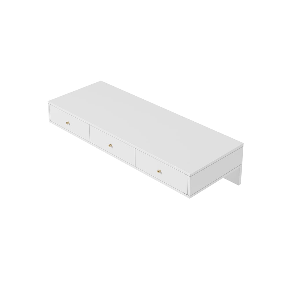 HMR - Floating Desk with Drawers Wall Mounted in White