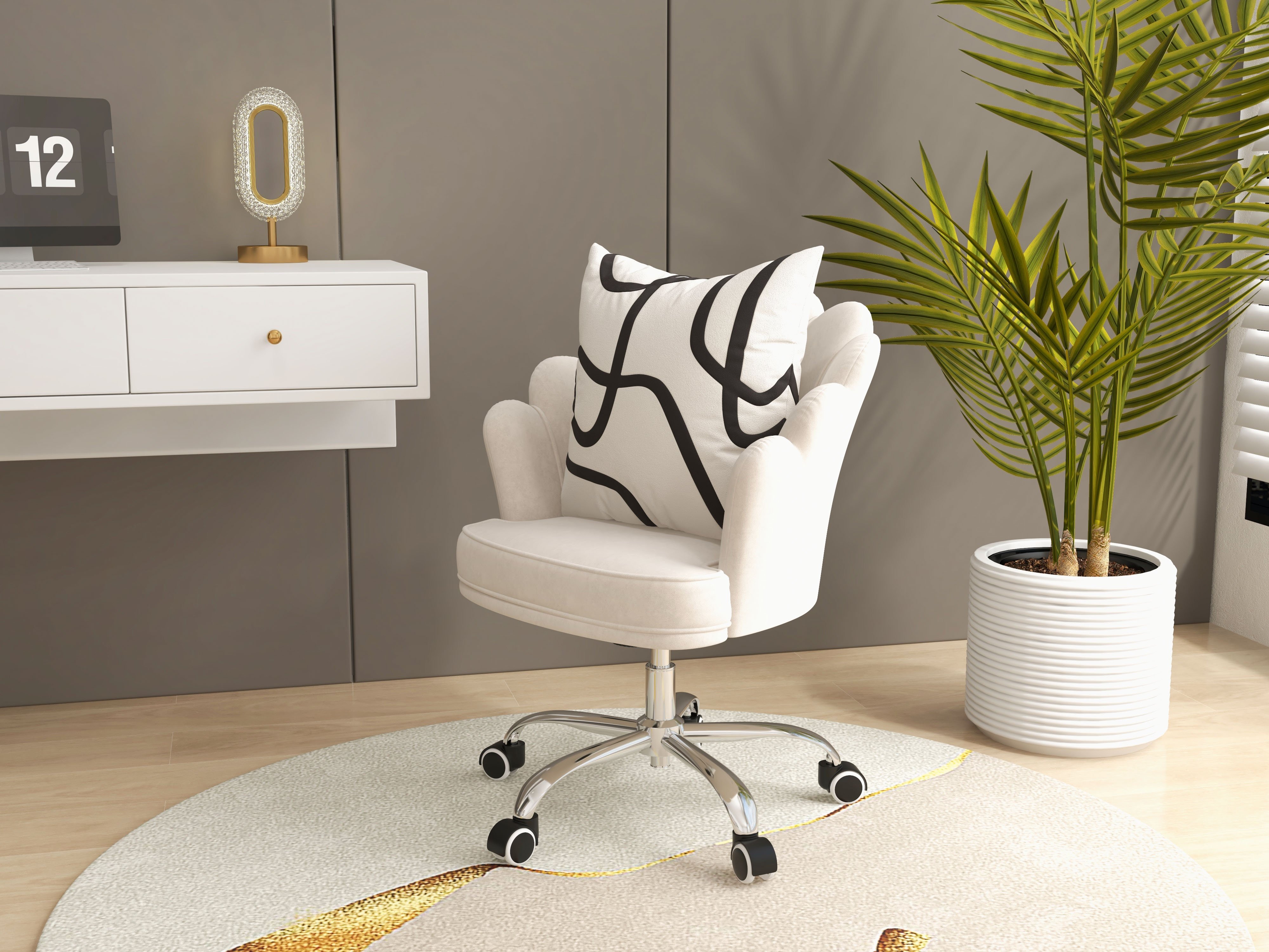 HMR - Floating Desk with Drawers Wall Mounted in White