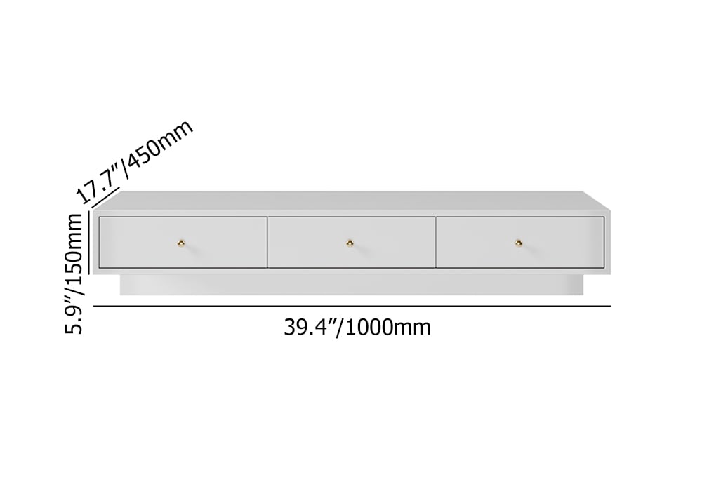 HMR - Floating Desk with Drawers Wall Mounted in White