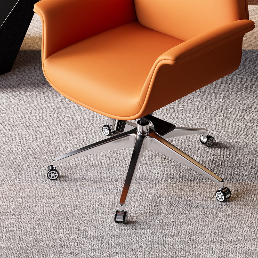 HMR - Office Upholstered PU Leather Swivel Chair in Orange