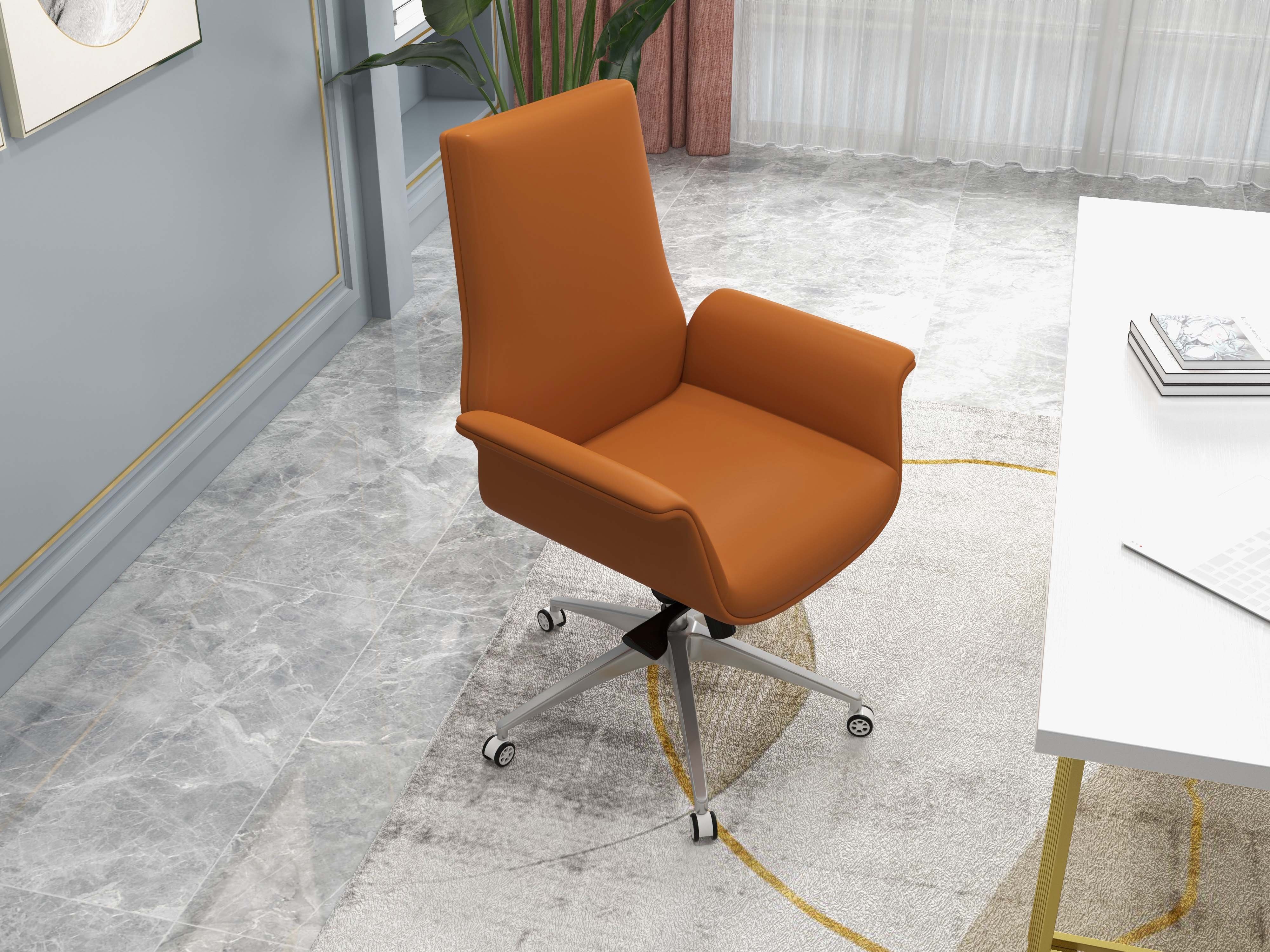 HMR - Office Upholstered PU Leather Swivel Chair in Orange