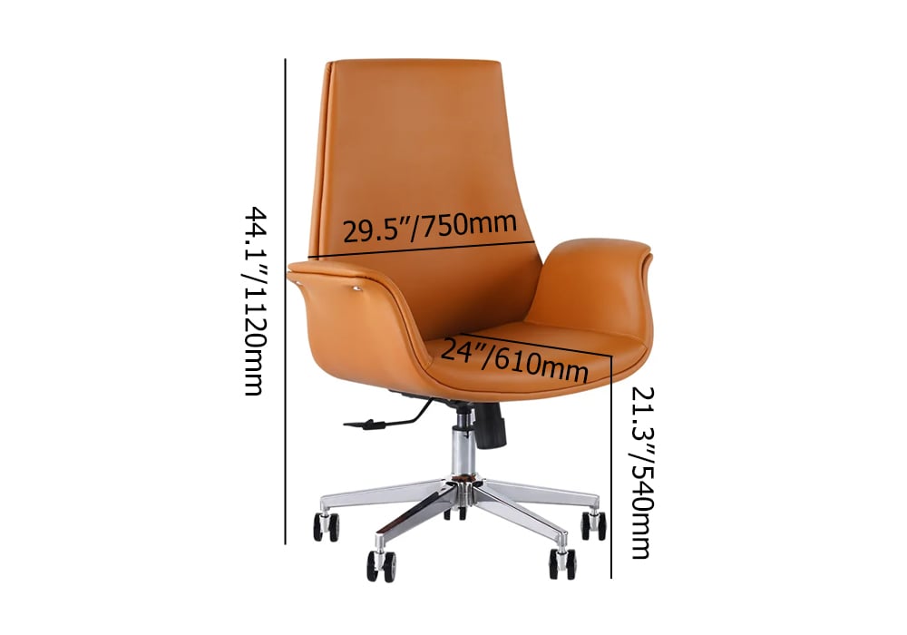HMR - Office Upholstered PU Leather Swivel Chair in Orange