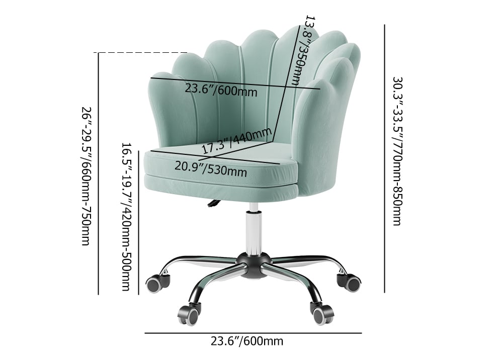 HMR Modern Adjustable Swivel Office Chair with Wheels - Blue