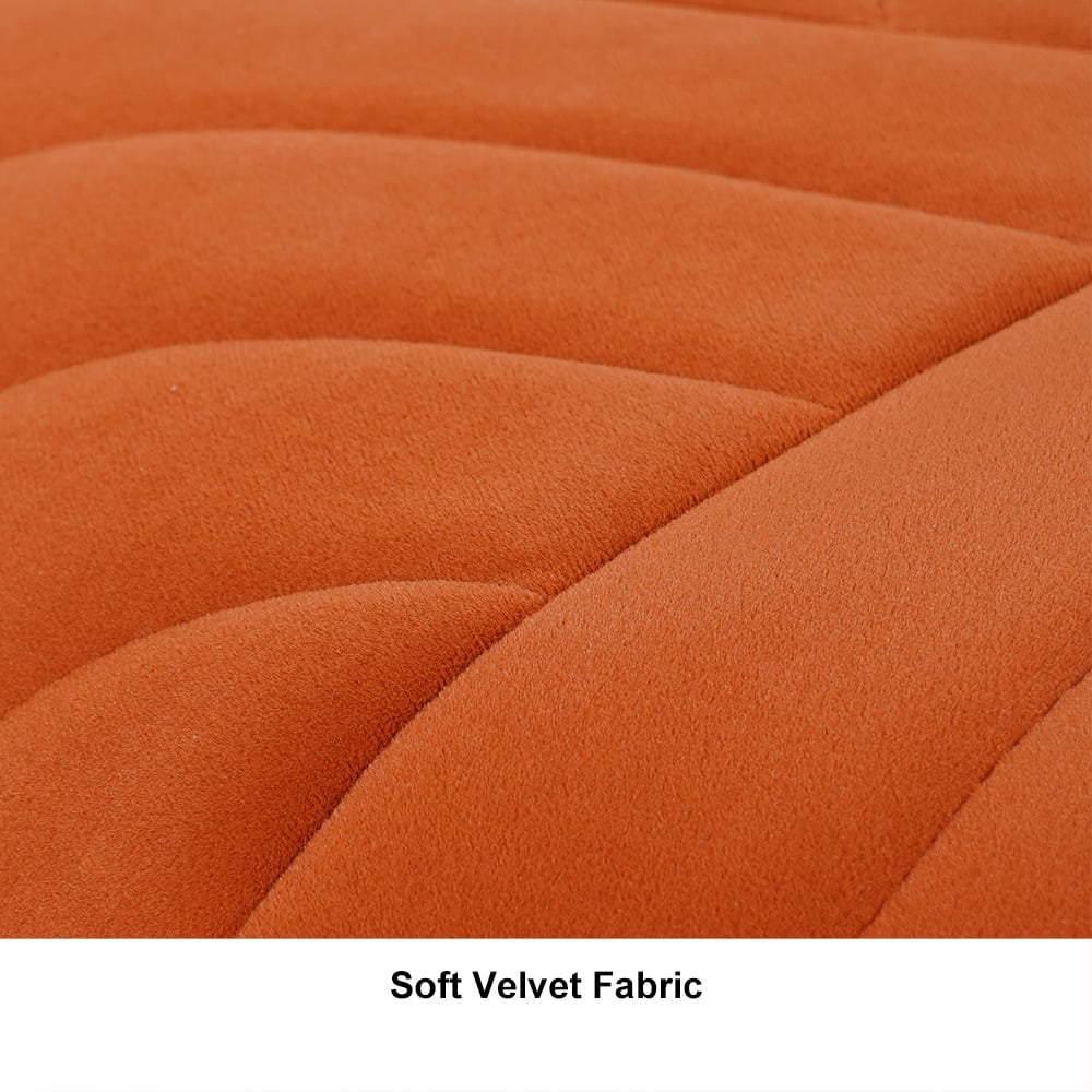HMR Wide Hexagonal Pouf Ottoman - Orange, Velvet