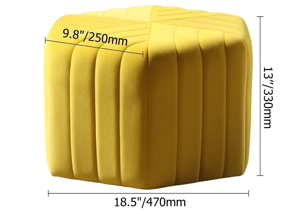 HMR Wide Hexagonal Pouf Ottoman - Orange, Velvet
