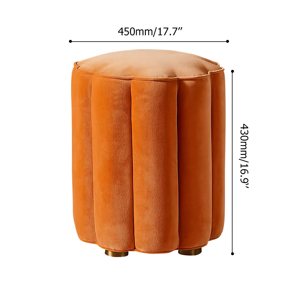 HMR Round Makeup Vanity Stool - Orange, Velvet