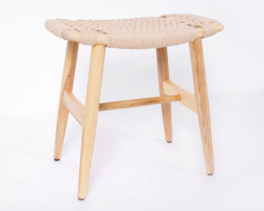HMR - Wood Ottoman Stool in Natural Ash