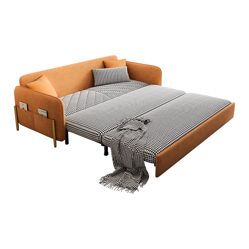 HMR Full 2-Seater Sleeper Sofa - Orange, Leather