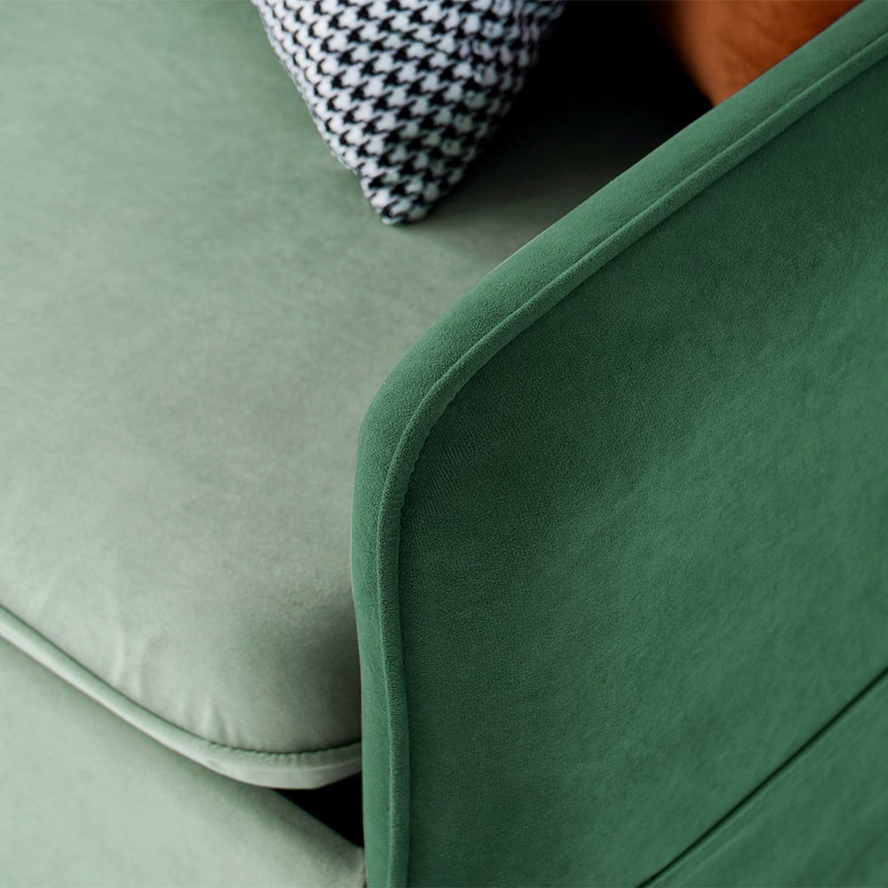 HMR Full 2-Seater Sleeper Sofa - Green/Gold, Velvet