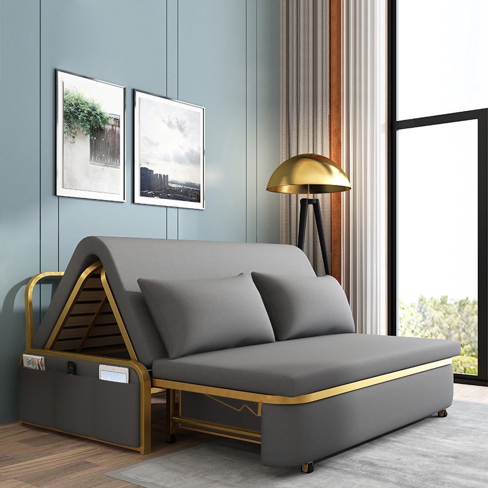 HMR - Sofa Upholstered Convertible Leath-Aire in 60.2"W