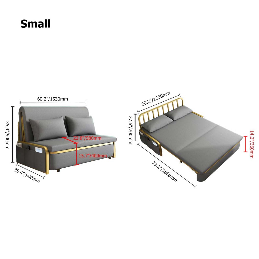 HMR - Sofa Upholstered Convertible Leath-Aire in 60.2"W