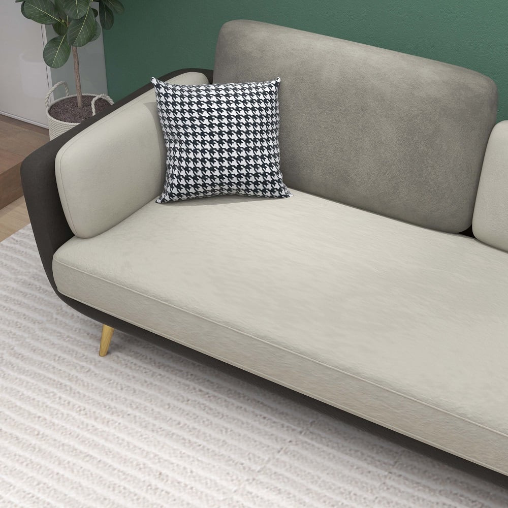 HMR - Volore Gray Upholstered Sofa 4-Seaters Gold Couch in 88.6"W