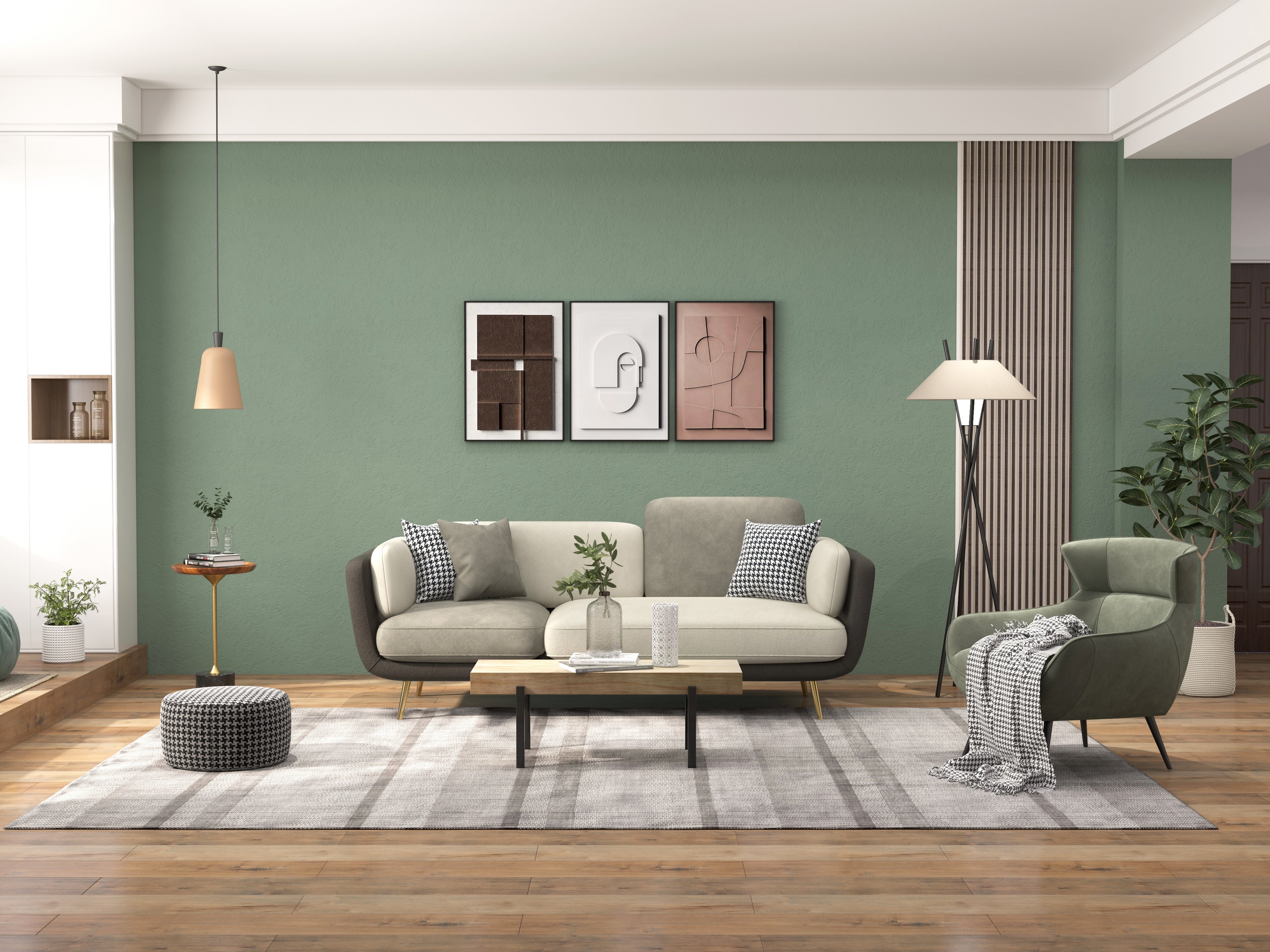 HMR - Volore Gray Upholstered Sofa 4-Seaters Gold Couch in 88.6"W