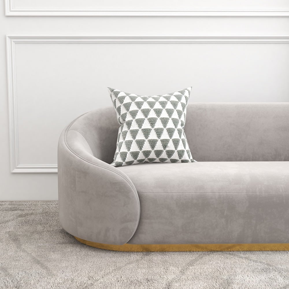 HMR - 3-Seater Sofa with Velvet Upholstered and Pillows in Gray