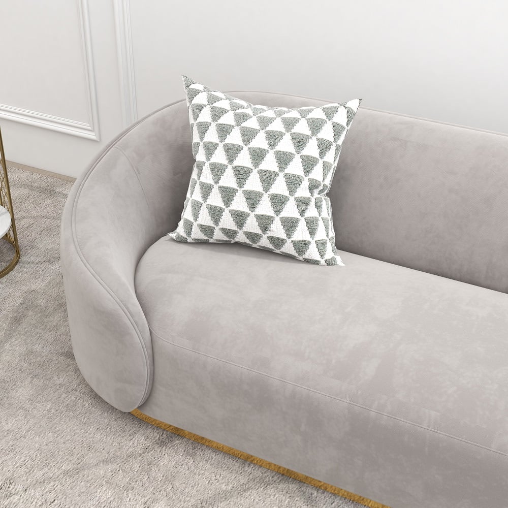 HMR - 3-Seater Sofa with Velvet Upholstered and Pillows in Gray