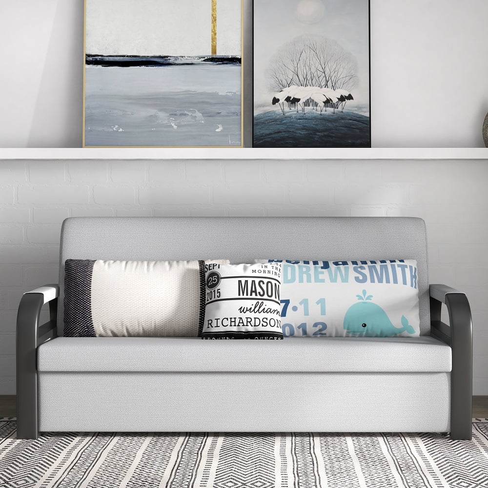 HMR - Full Sleeper Linen Upholstered Convertible with Storage in 75.6"L