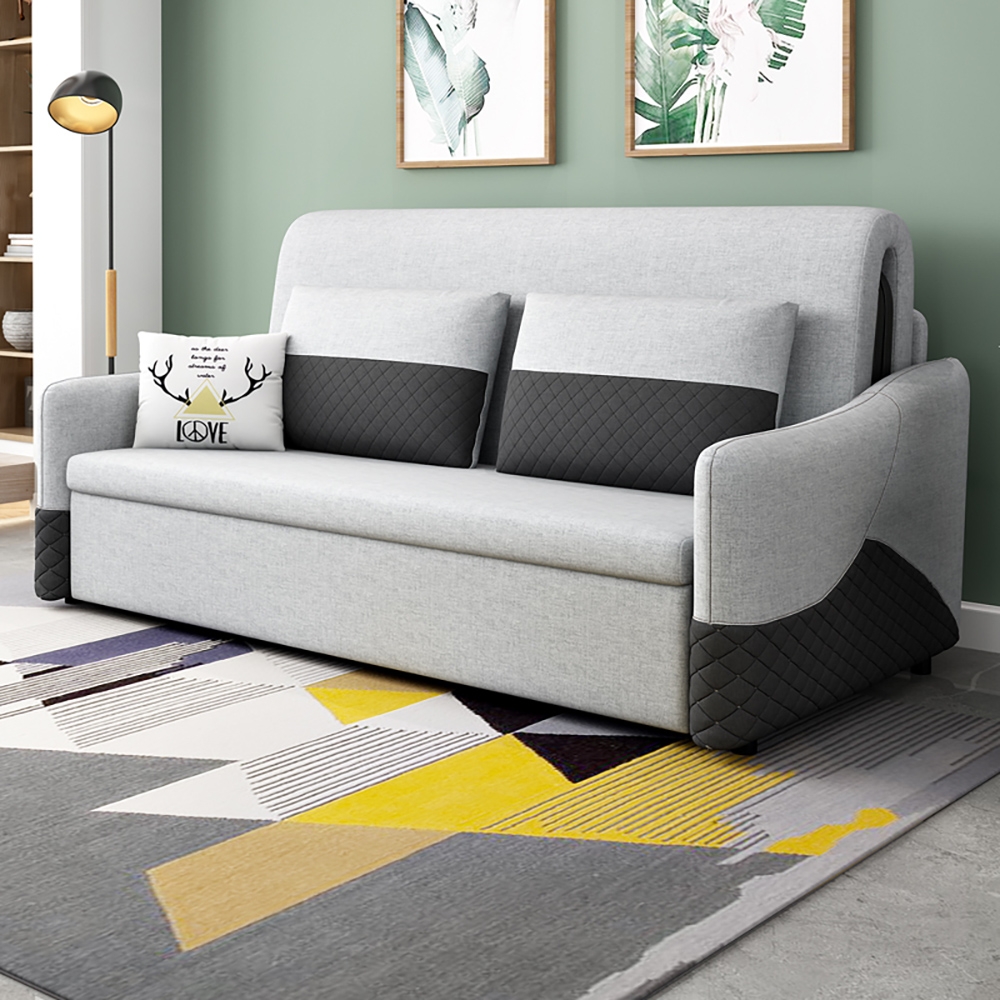 HMR - Rolla Upholstered Convertible Sofa with Storage in 78"L, Light Gray