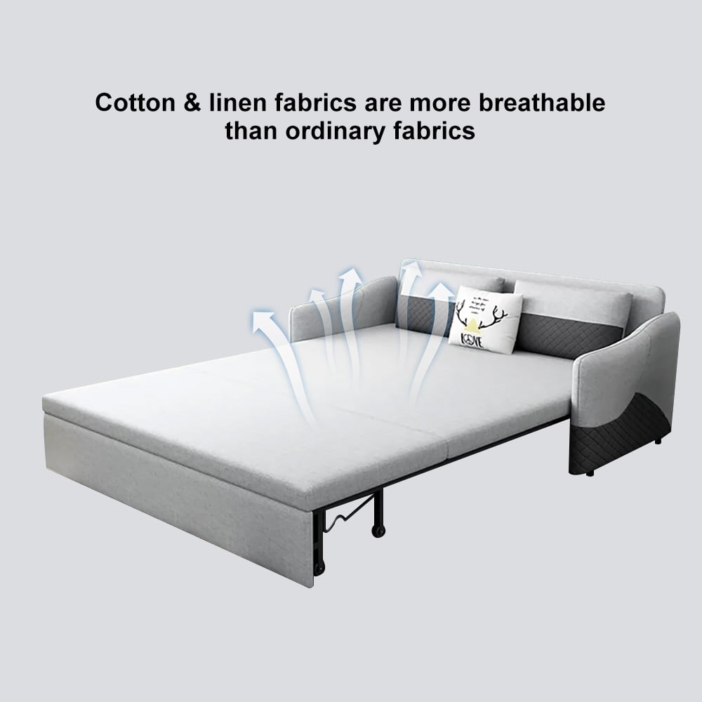 HMR - Rolla Upholstered Convertible Sofa with Storage in 78"L, Light Gray