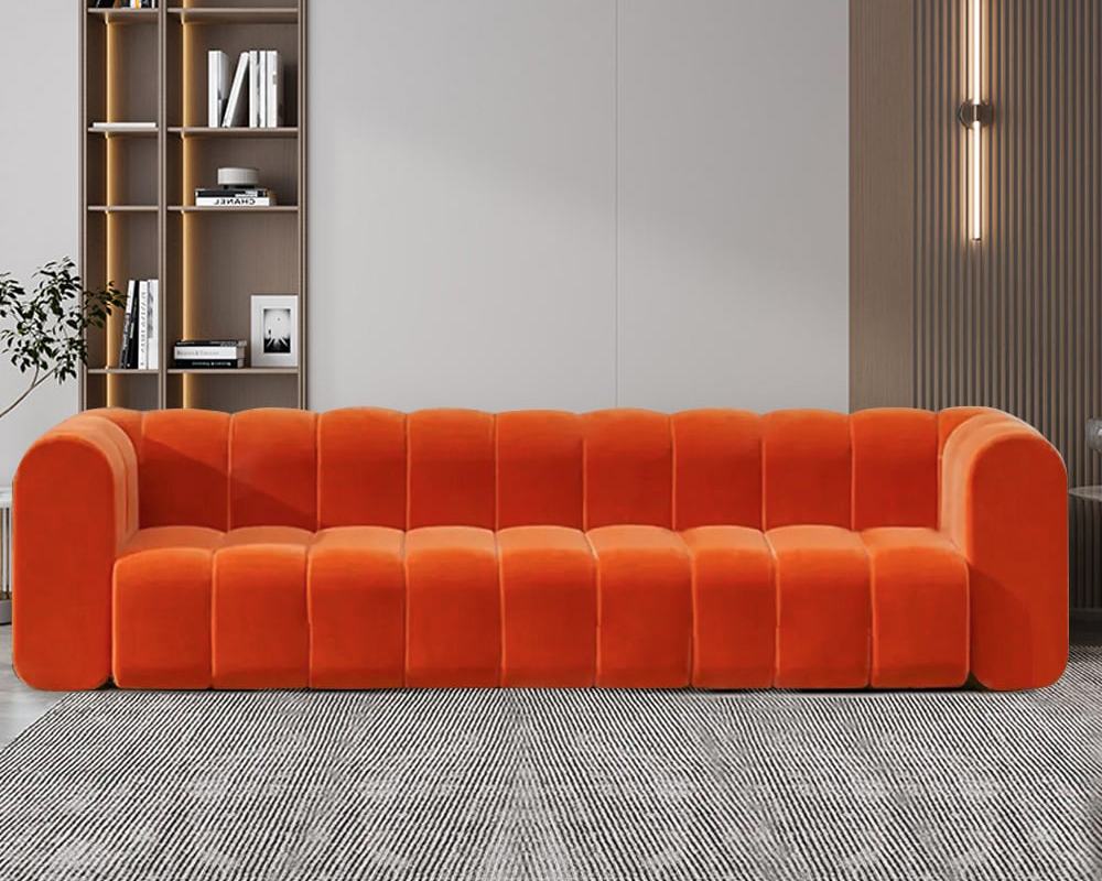 HMR - Modern 3-Seater Sofa with Velvet Upholstered