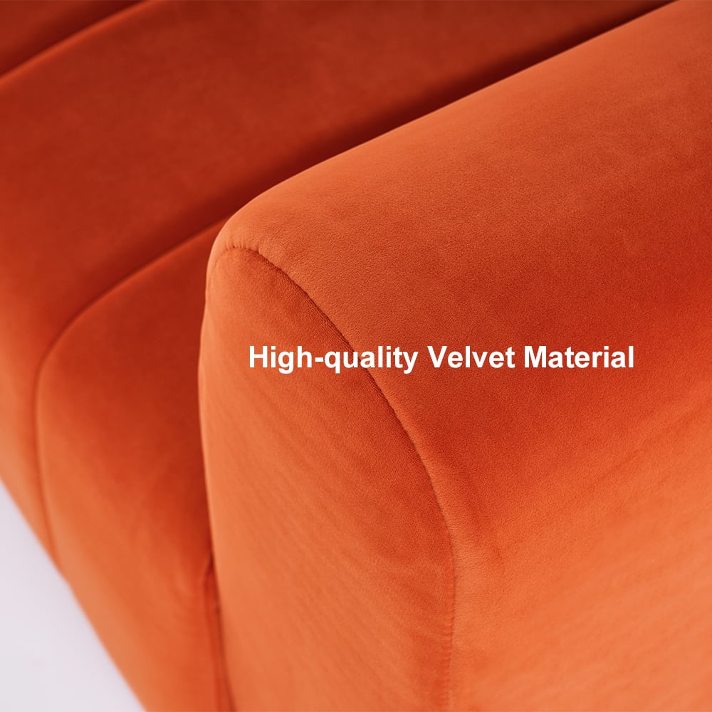 HMR Modern 3-Seater Sofa with Velvet Upholstered - Orange
