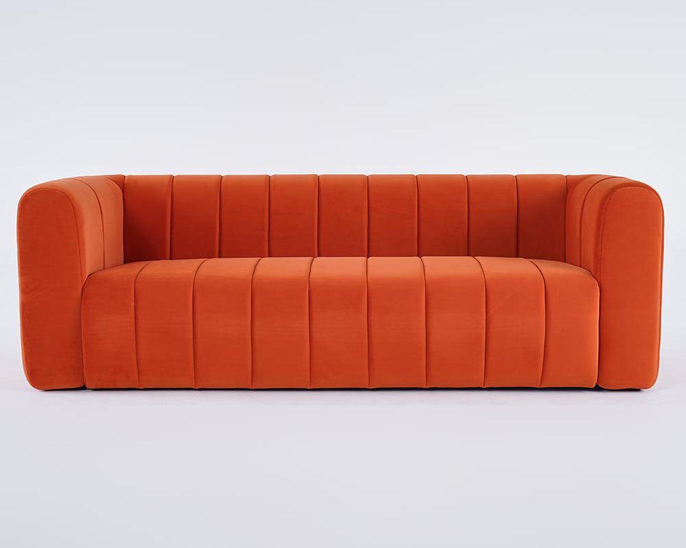 HMR Modern 3-Seater Sofa with Velvet Upholstered - Orange