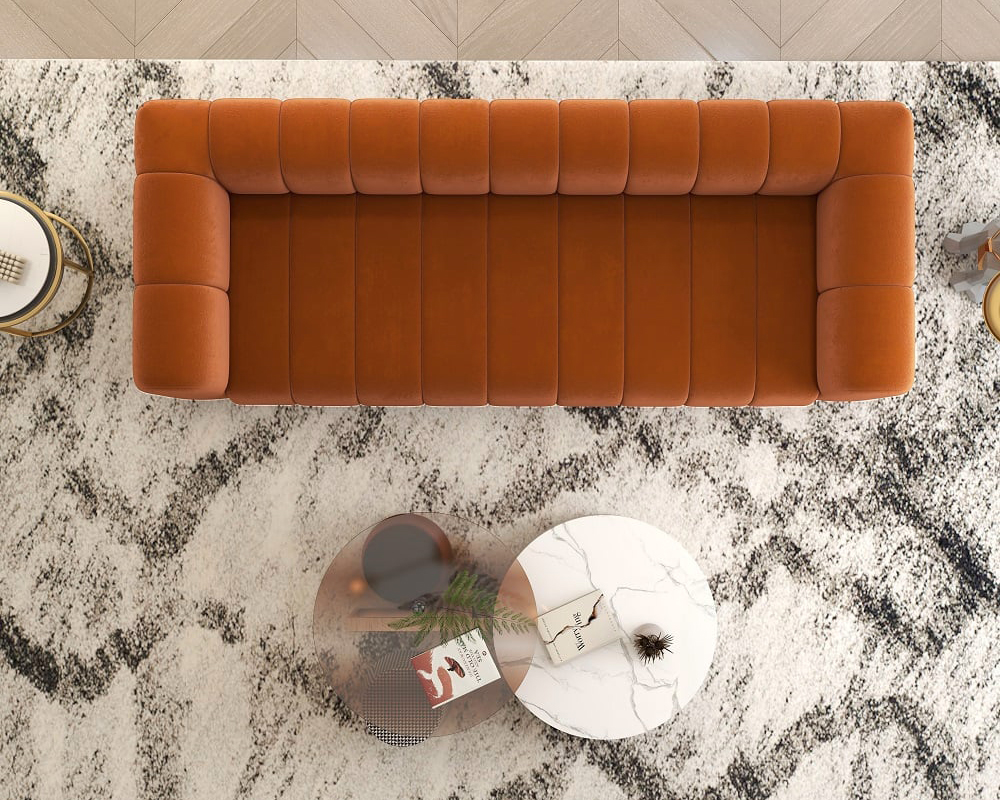 HMR Modern 3-Seater Sofa with Velvet Upholstered - Caramel