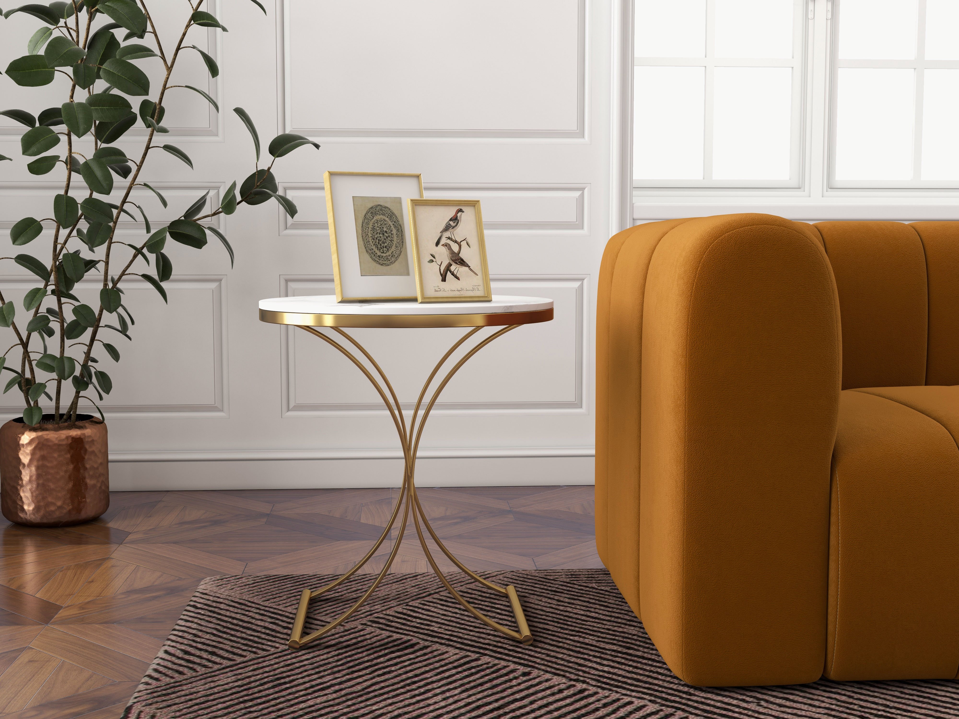 HMR Modern 3-Seater Sofa with Velvet Upholstered - Caramel