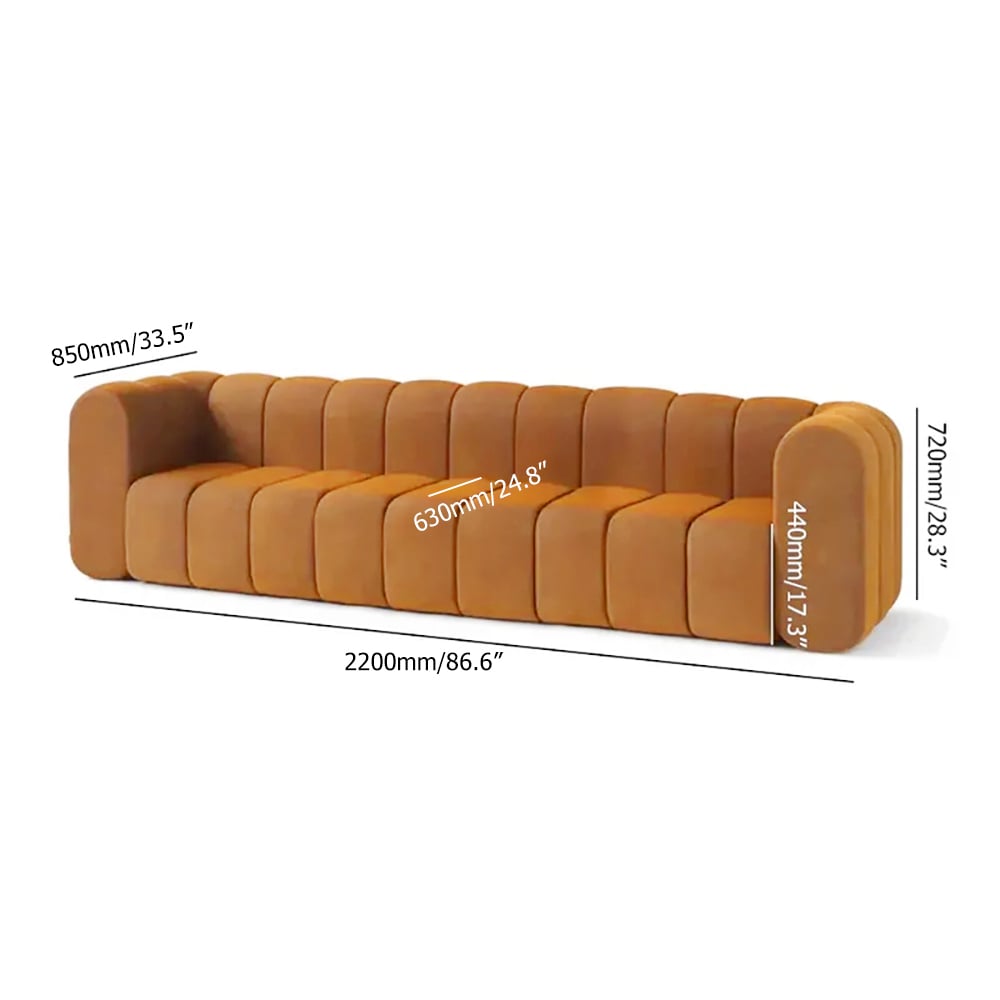 HMR Modern 3-Seater Sofa with Velvet Upholstered - Caramel