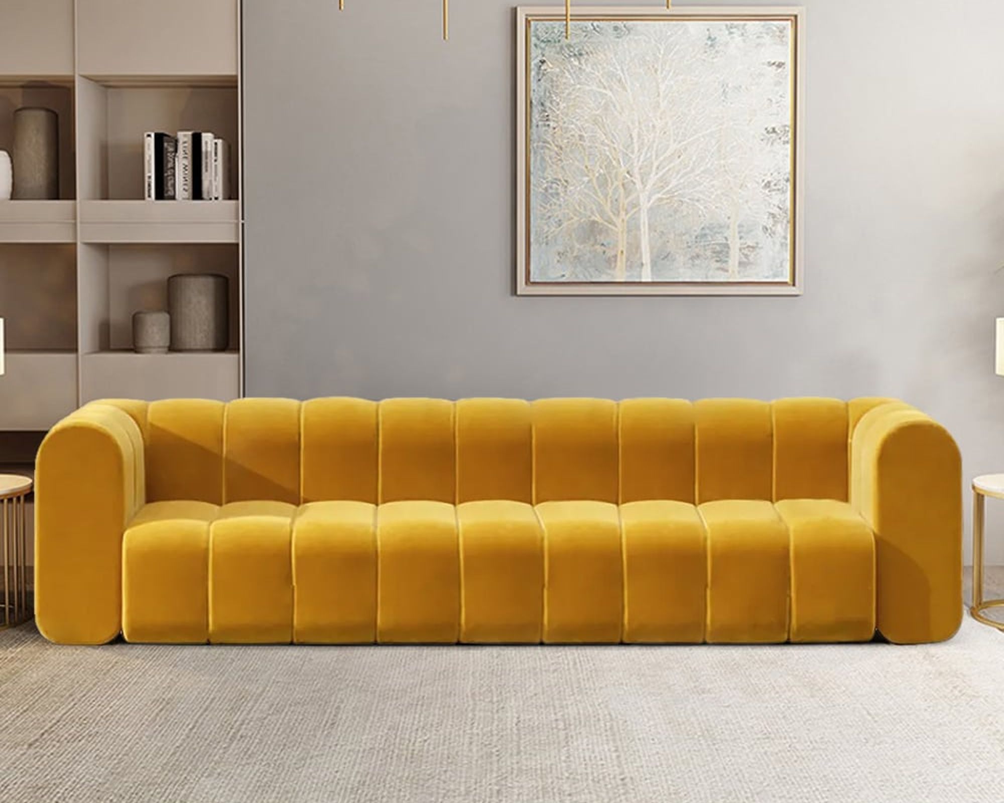 HMR - Modern 3-Seater Sofa with Velvet Upholstered