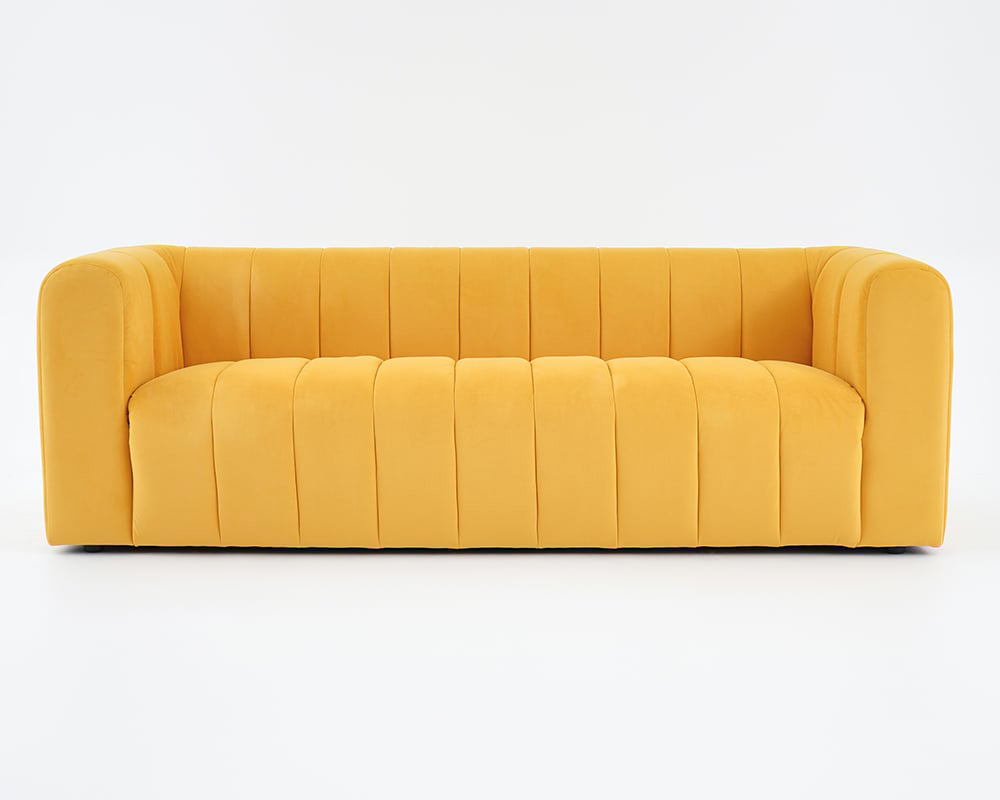 HMR Modern 3-Seater Sofa with Velvet Upholstered - Yellow