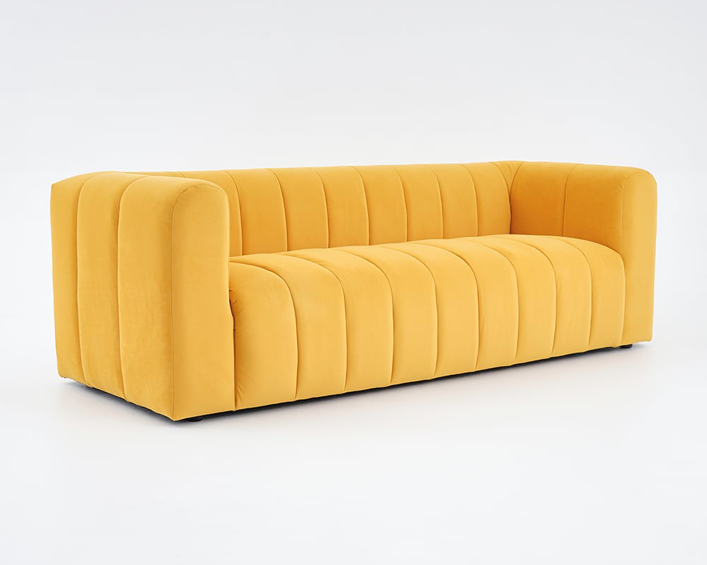 HMR Modern 3-Seater Sofa with Velvet Upholstered - Yellow