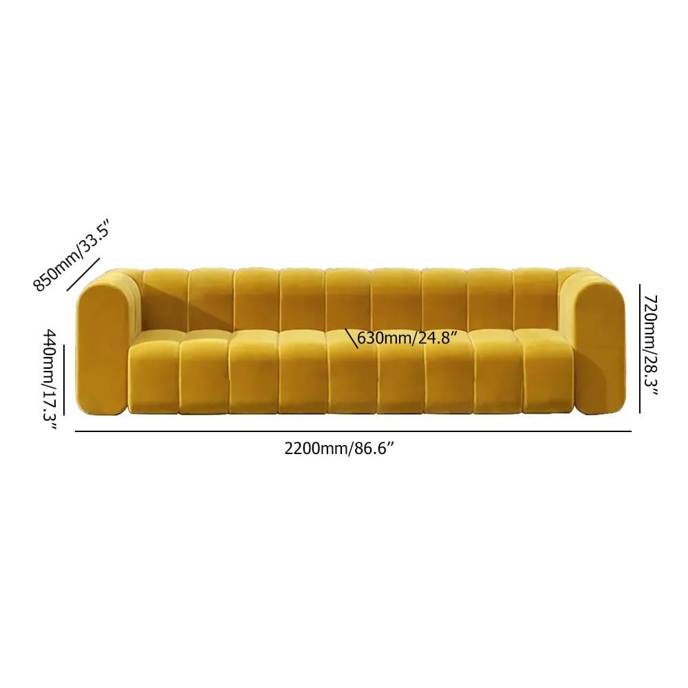 HMR Modern 3-Seater Sofa with Velvet Upholstered - Yellow