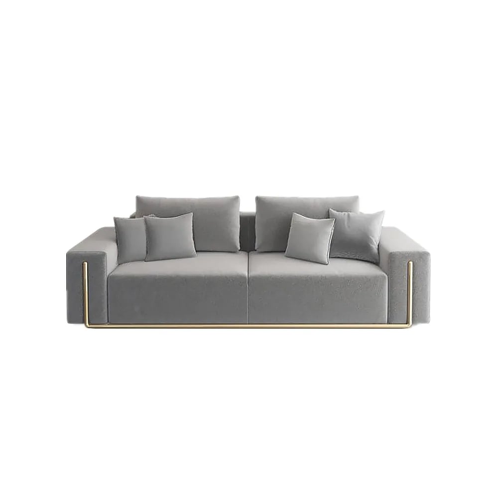 HMR - 87" Modern Gray Cotton & Linen Upholstered 3-Seater Sofa for Living Room