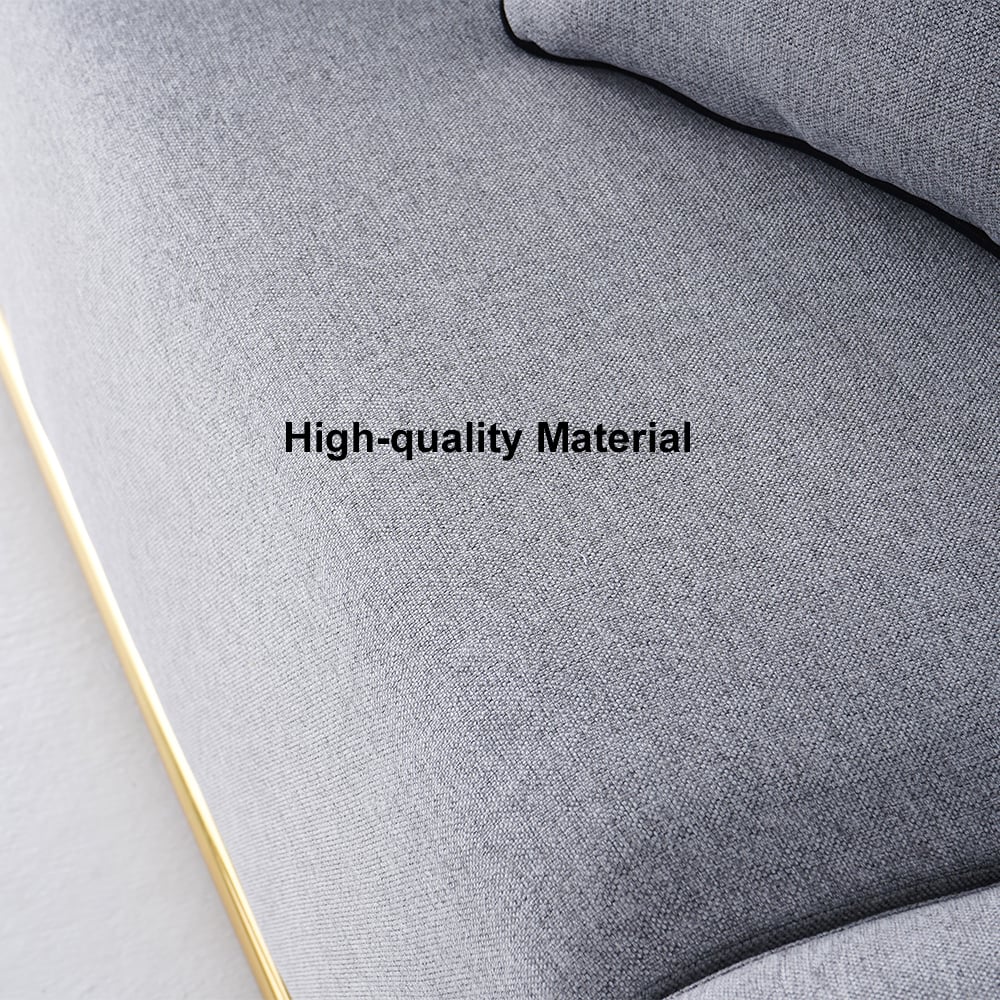 HMR - 87" Modern Gray Cotton & Linen Upholstered 3-Seater Sofa for Living Room