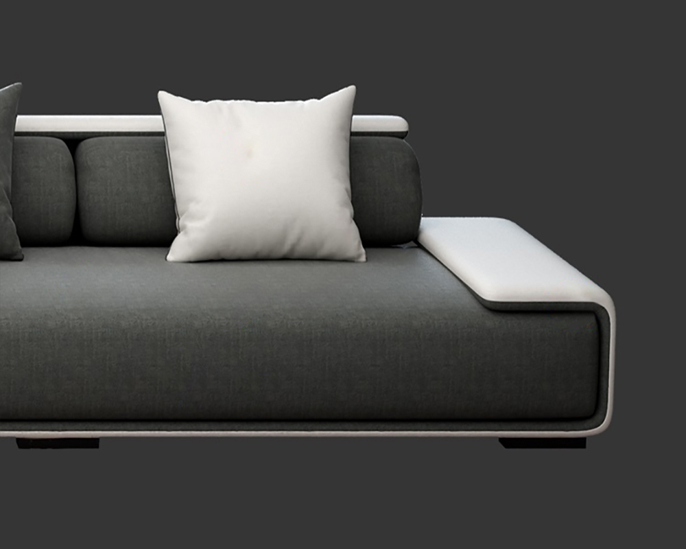 HMR Doart 112" Cotton & Linen 4-Seater Modern Corner Modular Sectional Sofa L-Shaped - Dark Gray
