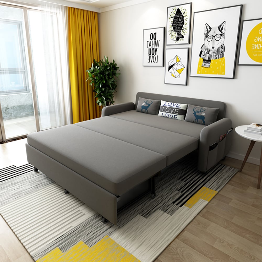 HMR - Convertible Sofa Bed with Storage in Deep Gray