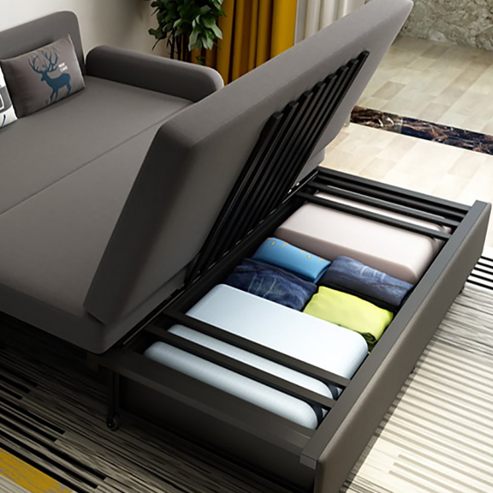 HMR - Convertible Sofa Bed with Storage in Deep Gray