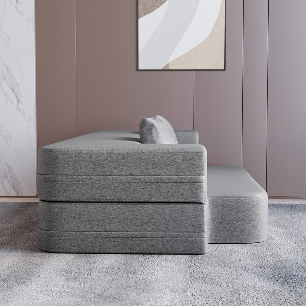 HMR Queen Folding Bed with Pillows - Light Gray, Leath-aire