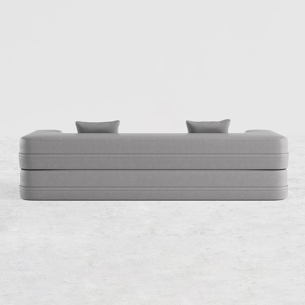 HMR Queen Folding Bed with Pillows - Light Gray, Leath-aire