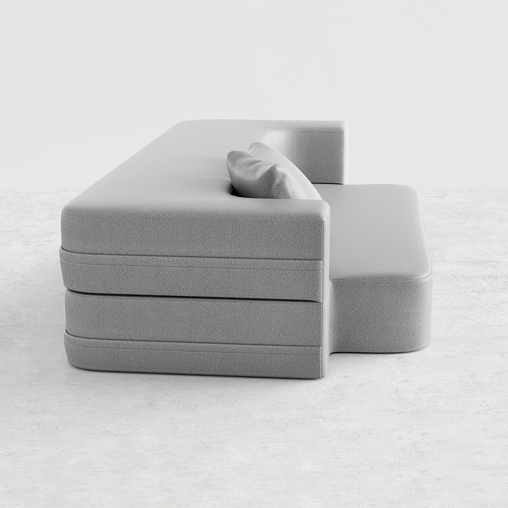 HMR Queen Folding Bed with Pillows - Light Gray, Leath-aire