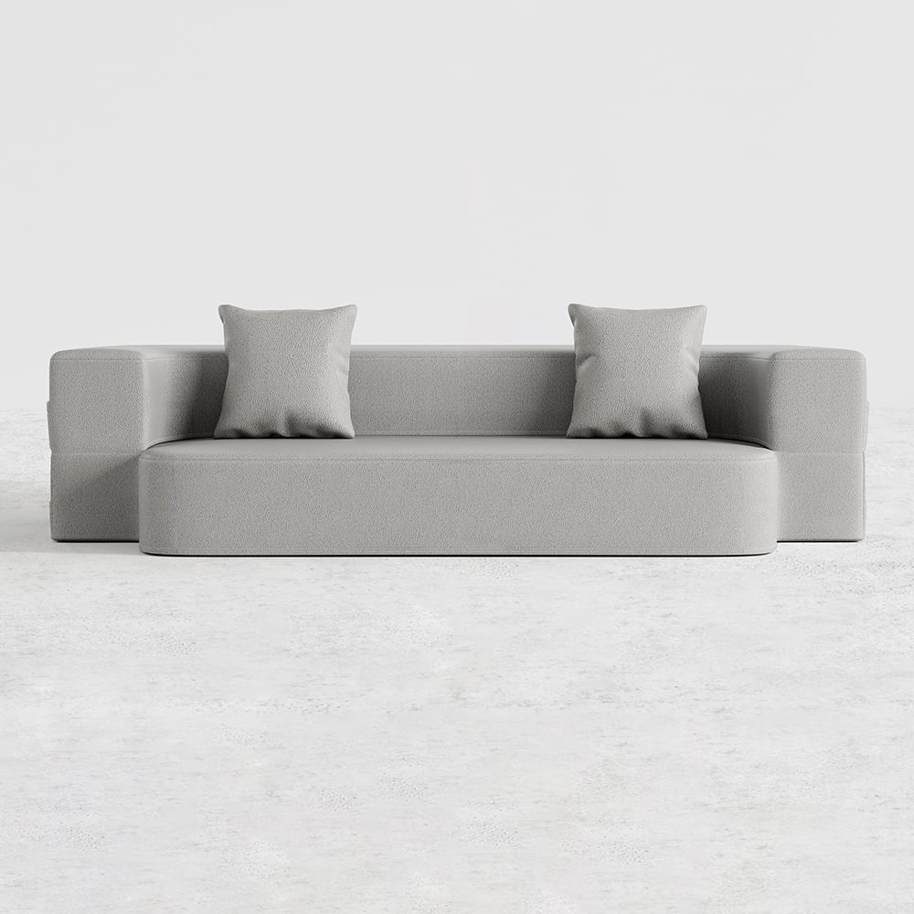 HMR Queen Folding Bed with Pillows - Light Gray, Leath-aire