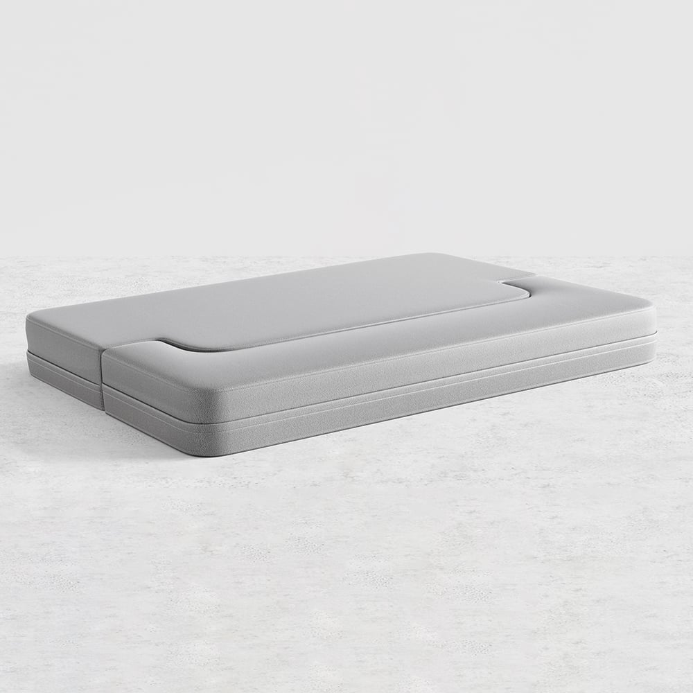 HMR Queen Folding Bed with Pillows - Light Gray, Leath-aire