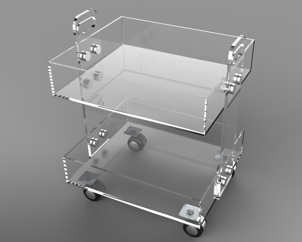 HMR - Modern Acrylic Rolling Bar with Handles in Gold