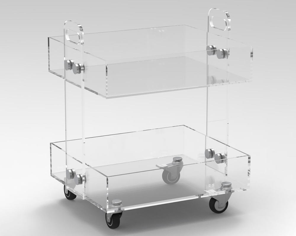 HMR - Modern Acrylic Rolling Bar with Handles in Gold