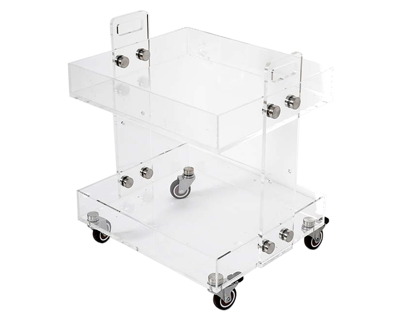 HMR - Modern Acrylic Rolling Bar with Handles in Gold