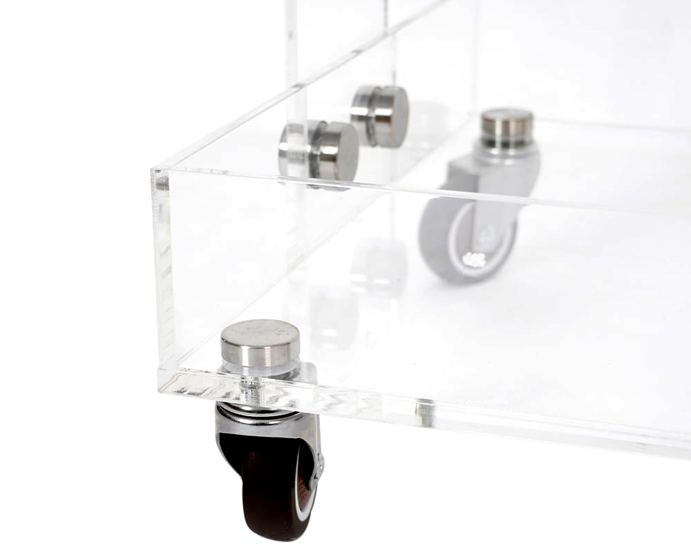 HMR - Modern Acrylic Rolling Bar with Handles in Gold