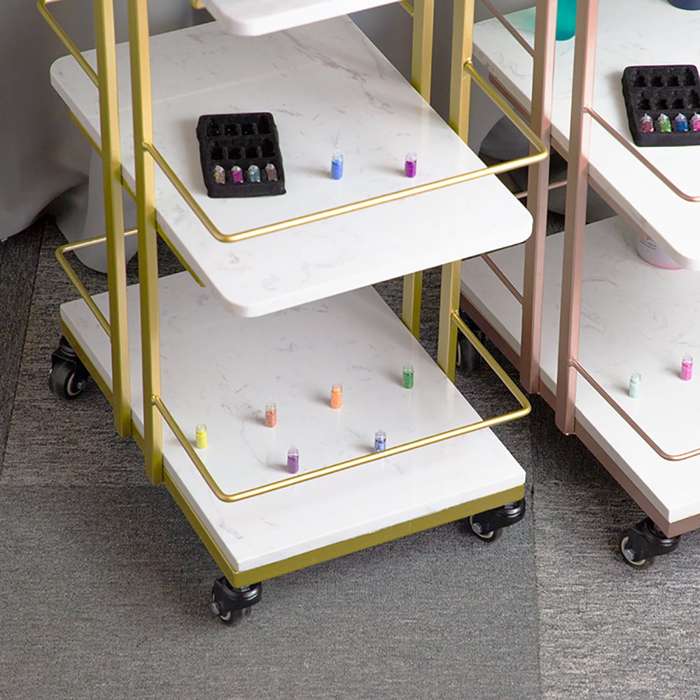 HMR - 3-Tier Rectangular Rolling Bar Cart with Wheels in Gold