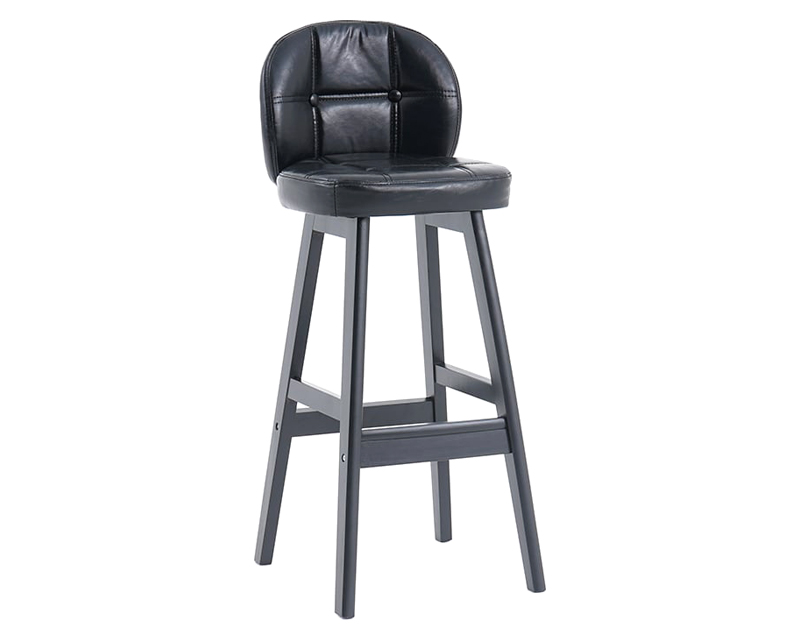 HMR Rustic 30" Bar Stools with PU Leather Upholstery (Set of 2) - Black